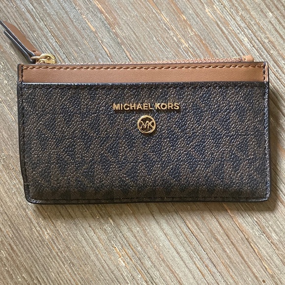 Michael Kors Jet Set Charm Slim Card Case brown with zipper - Picture 1 of 8